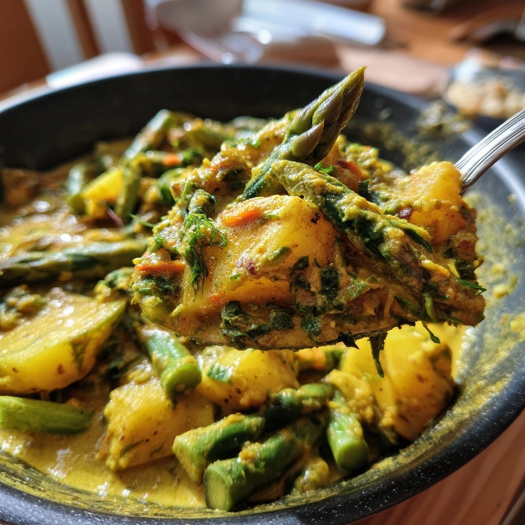 Gemüsecurry mit grünem Spargel