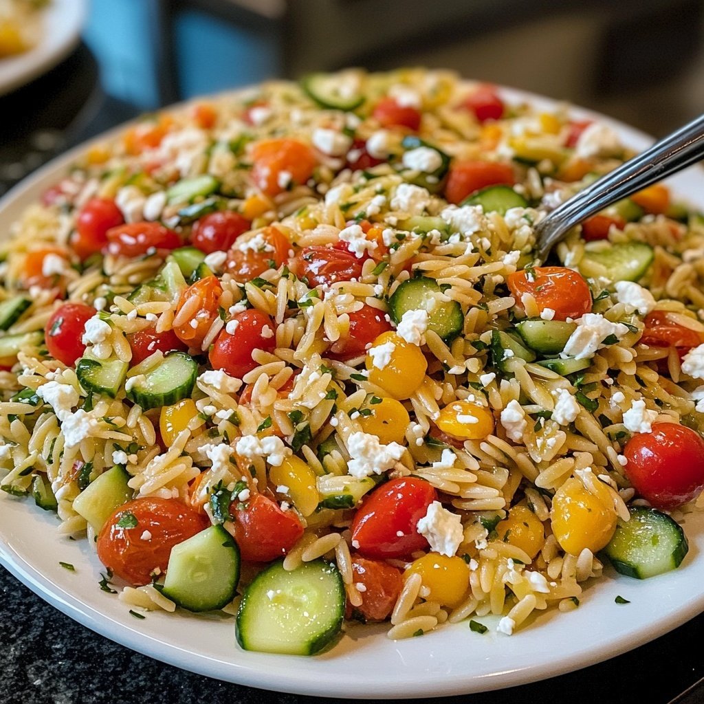Griechischer Orzo Nudelsalat