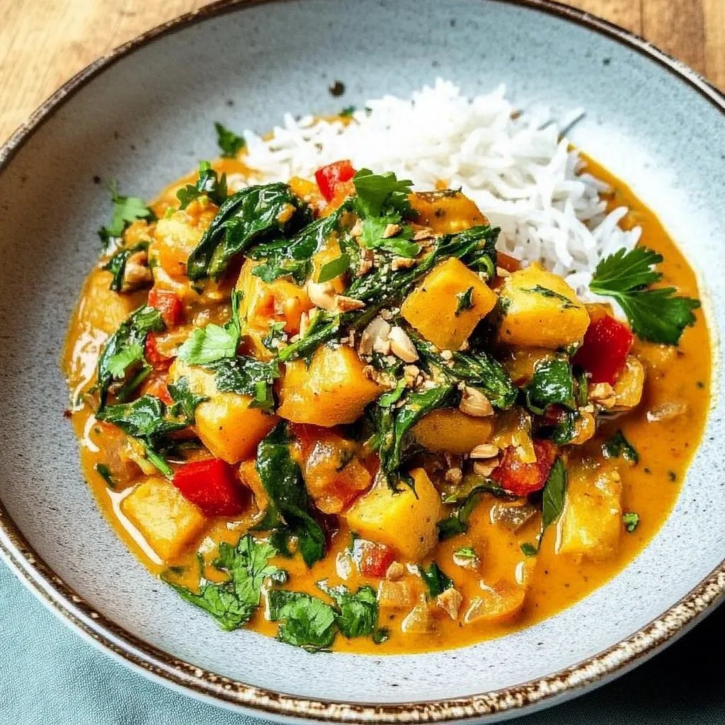 Süßkartoffel-Curry mit Spinat & Paprika