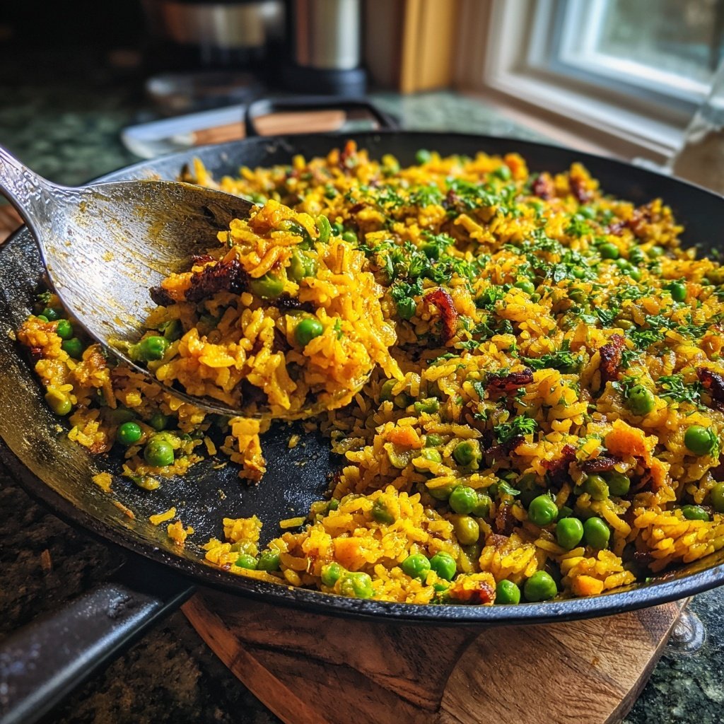 Paella mit Erbsen