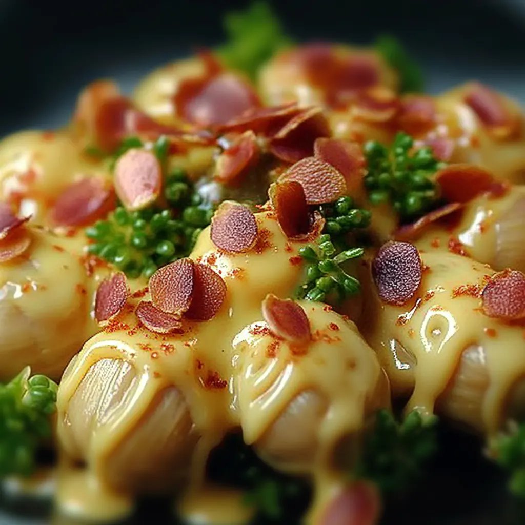 Gebackener Rosenkohl mit Speck und Senfsoße