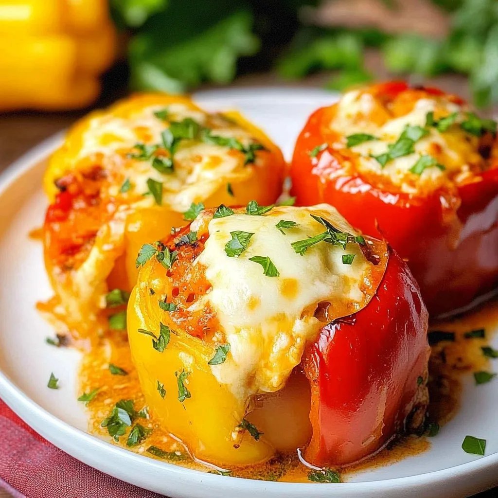 Vegetarisch gefüllte Paprika mit Reis und Feta