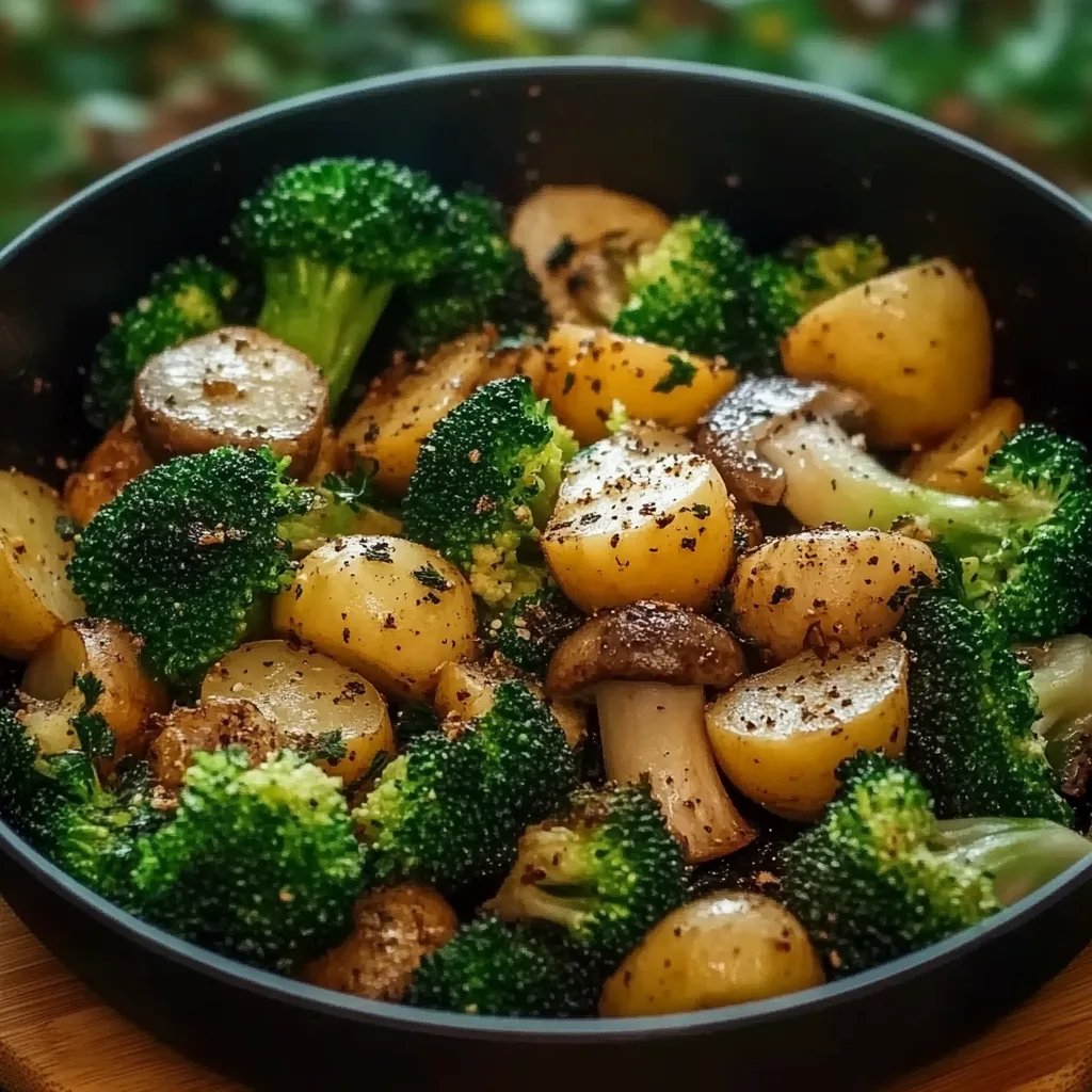 Brokkoli Kartoffel Pfanne mit Pilzen